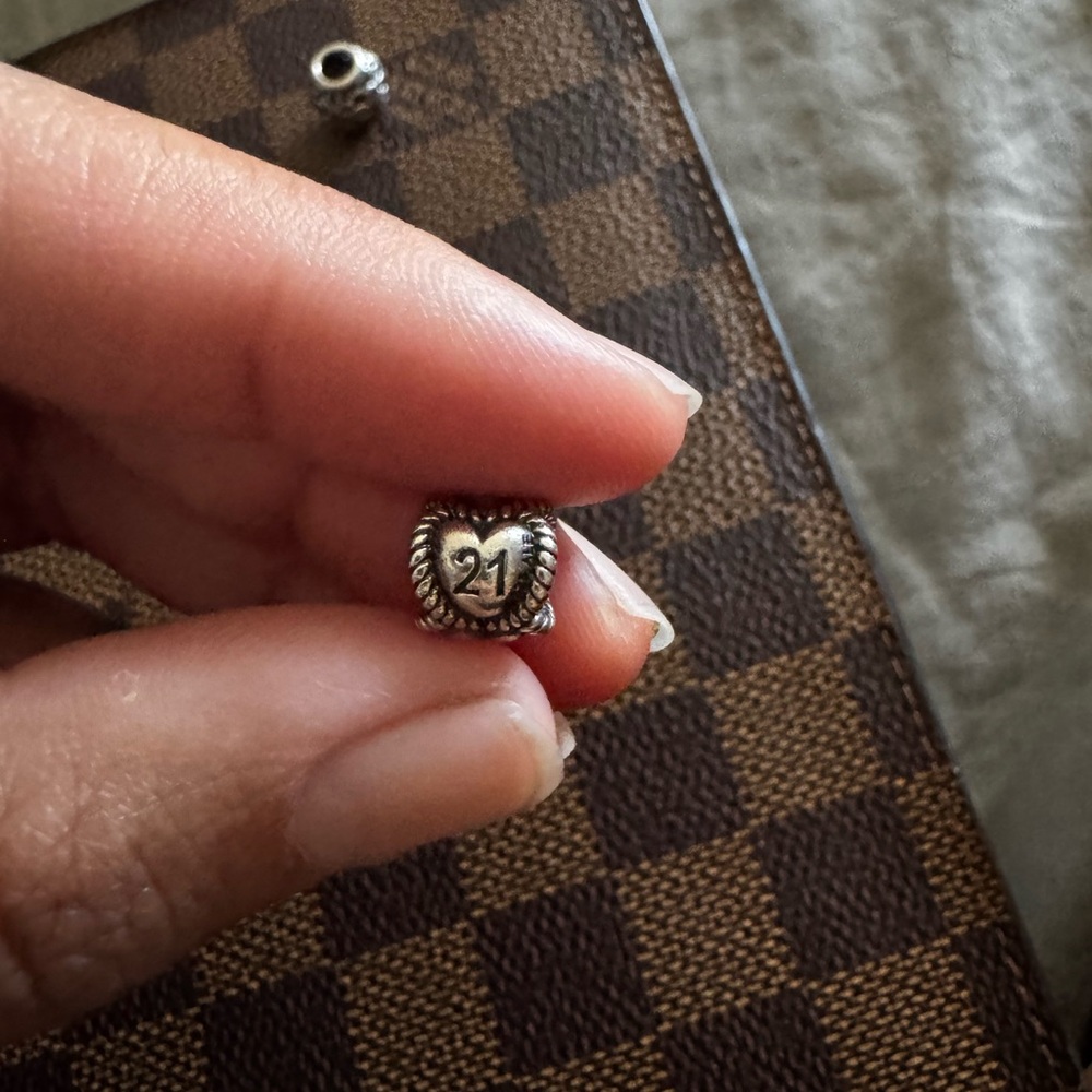 Pandora Silver Heart Charm with '21' Engraving